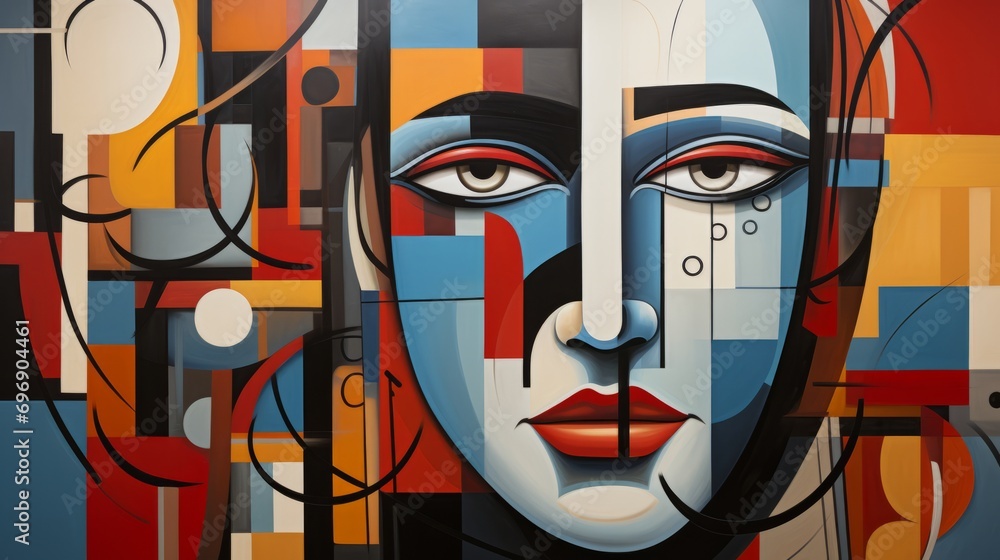 A vibrant fusion of abstract expressionism and street art, this modern illustration captures the complexity and beauty of a woman's face with bold strokes and intricate details