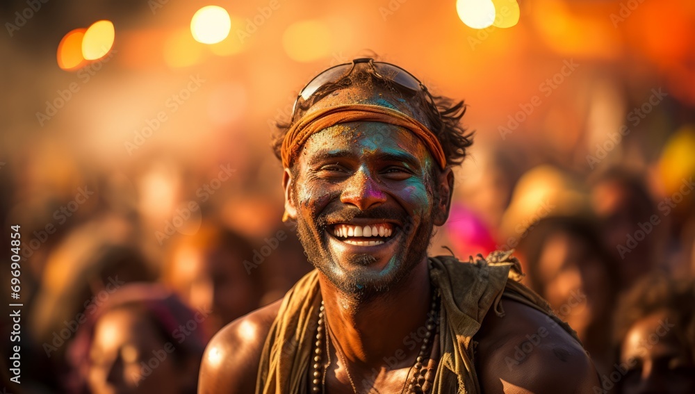Spectacle of Smiles: Man Enjoying Pride Festival
