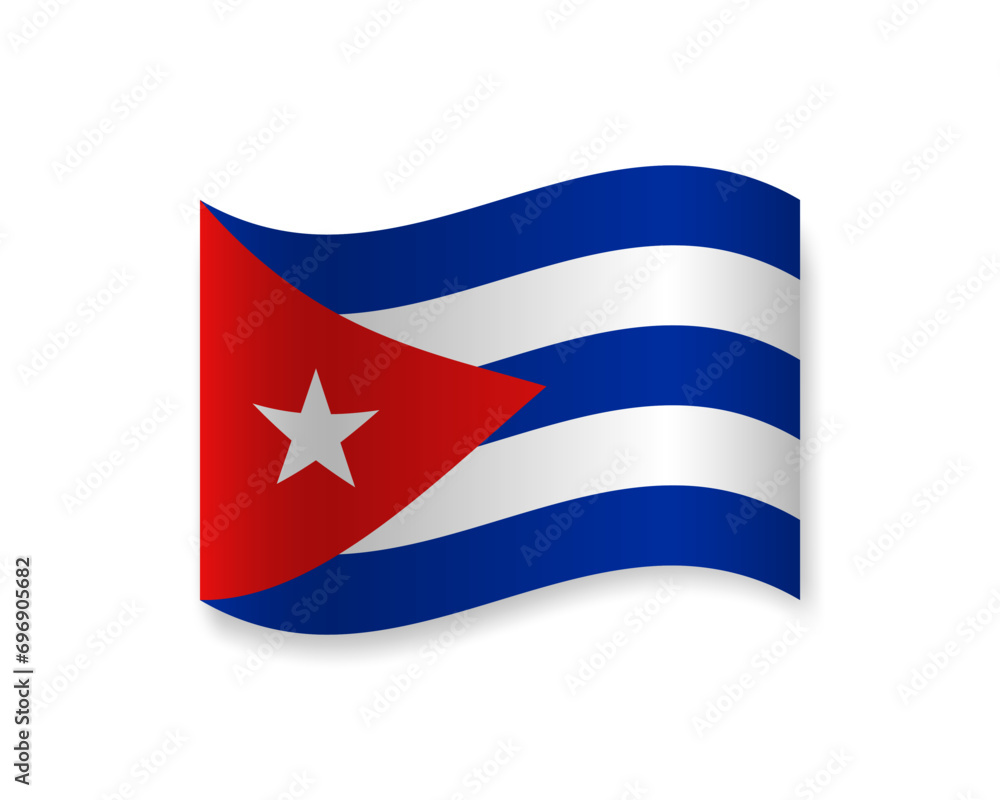 Flag of Cuba flat icon. Wavy vector element with shadow underneath. Best for mobile apps, UI and web design.