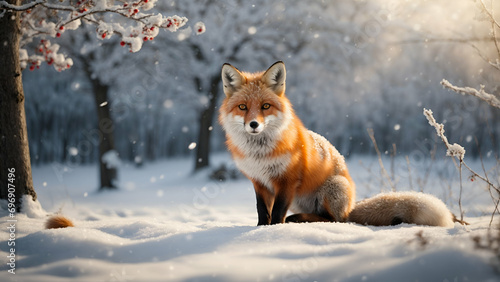 red fox in the winter forest © farzanehappy
