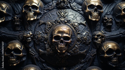 A menacing circle of skulls, a haunting reminder of death and the cycle of life