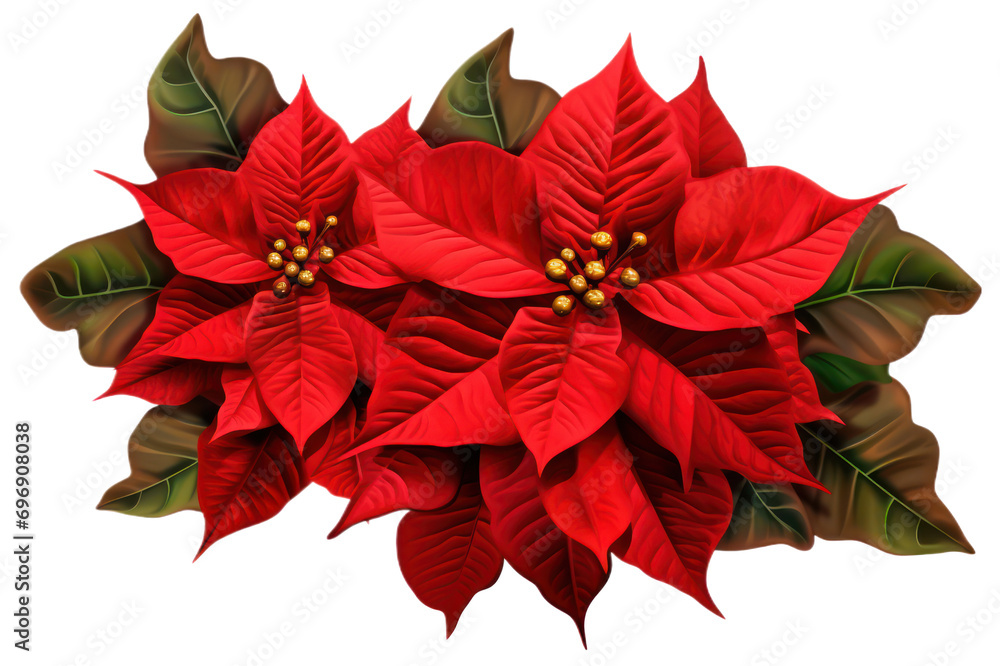 red poinsettia flower on transparent background