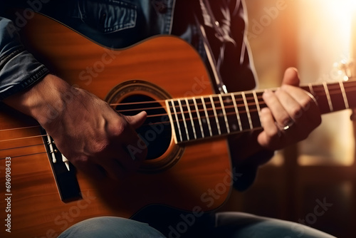 Skilled Musician Performing on a Guitar