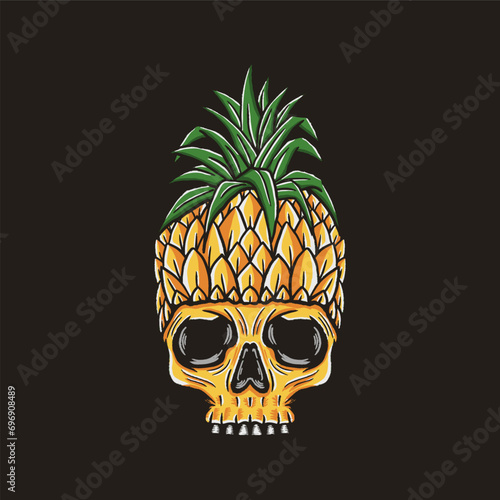 Skull with pineapple skull pineapple head