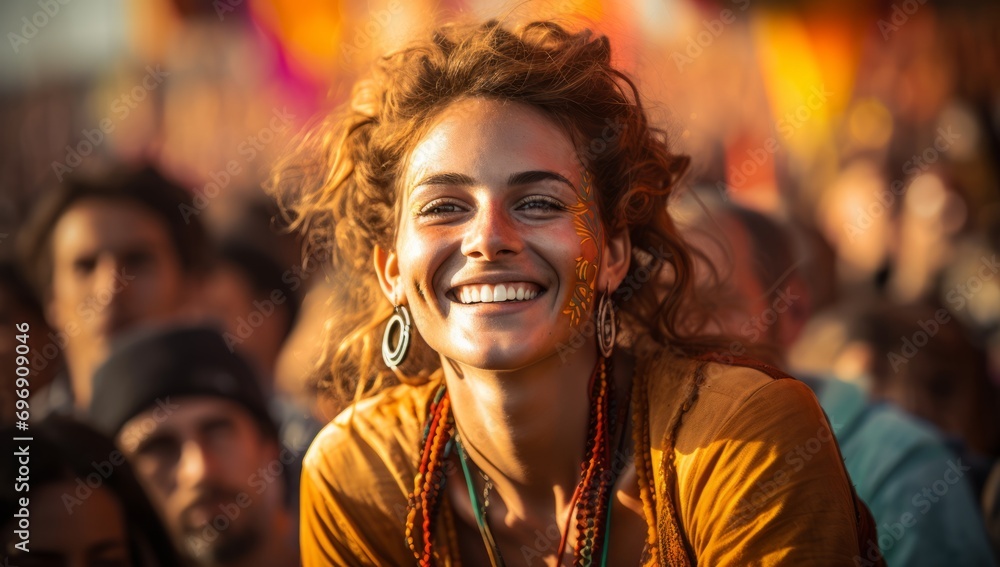 Hues of Happiness: Smiling Women in Pride Atmosphere