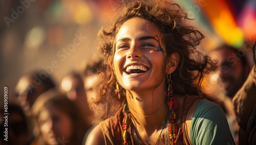 Festival Ecstasy: Happy Women Radiate Pride Vibes