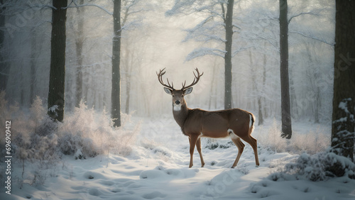 deer in the winter forest