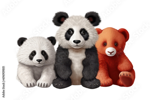 set of teddy bears on transparent background