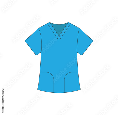 Medical Scrub vector illustration.  Personal protective equipment. Uniform for doctor, nurse. Medical PPE concept. Healthcare uniform on white background.