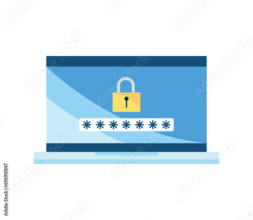 data security illustration of a laptop and padlock
