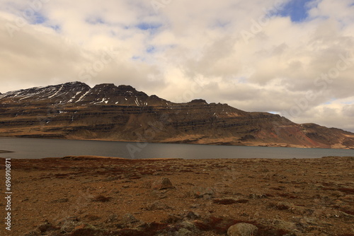 View of the F  skr    sfj  r  ur fjord located in the east of Iceland  in the Austurland region