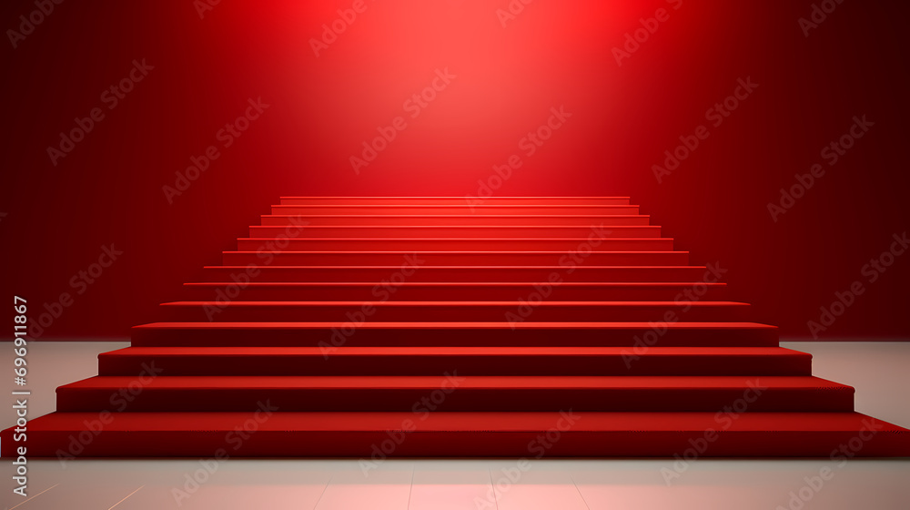 Red carpet staircase, white background, PPT background Red carpet staircase, white background, PPT background