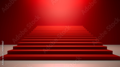 Red carpet staircase  white background  PPT background