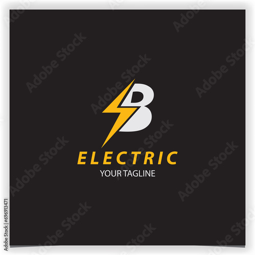 letter b electric logo lightning bolt tunder bolt design logo template vector illustration photo