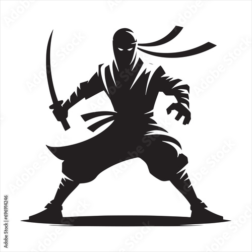 Artistry in Stealth: Ninja Silhouette, Masterful Poses in the Shadows Alive with Martial Arts Mastery
