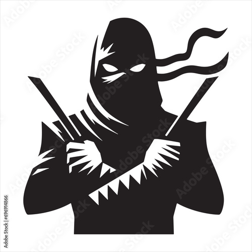 Moonlit Martial: Ninja Silhouette, Shadows Dance with Silent Warrior Expressions in Artful Detail
 photo