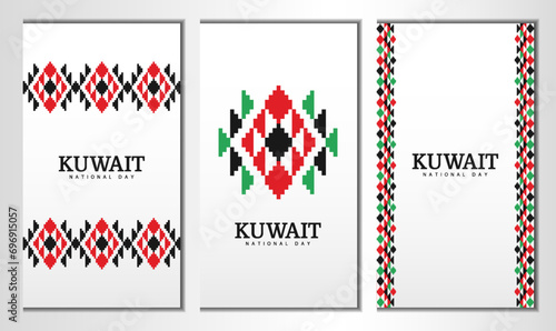 Vector Illustration of National Day Kuwait. Banners set with national pattern.
