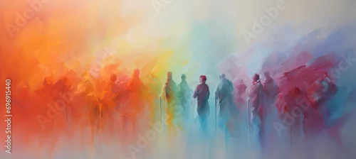 Panel kuchenny z motywem Man background art illustration abstract painting texture watercolor colorful people splash background