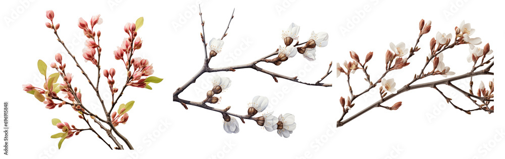 buds on trees on a white background buds on trees on a white background