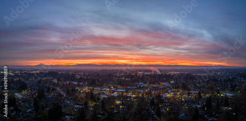 Stunning Sunrise looking at Mt Hood in Woodburn Oregon, Pacific Northwest 