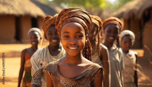 Portrait of happy african children ar rural village of Africa