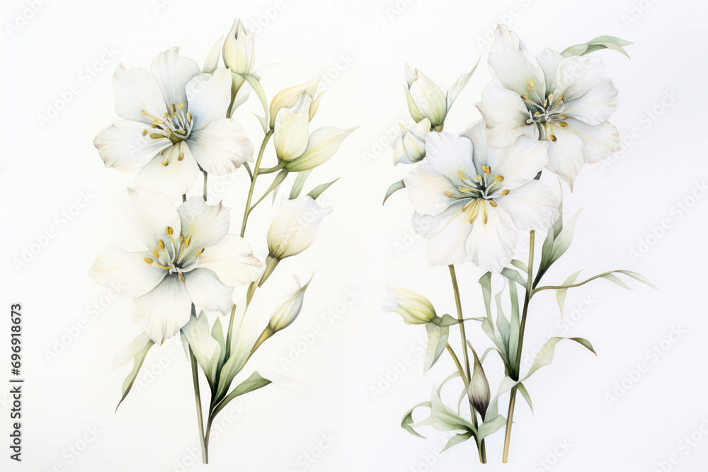 Obraz premium Illustration blossom art plant decorative background watercolor nature flower floral bloom