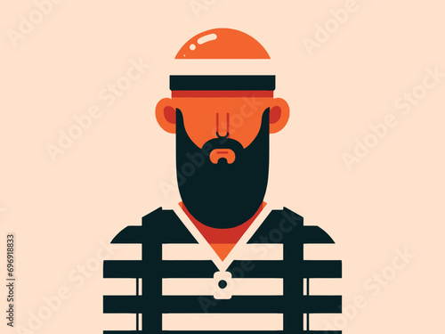 Prisoner or Criminal, illustration or Vector Art, Modern Art Style 
