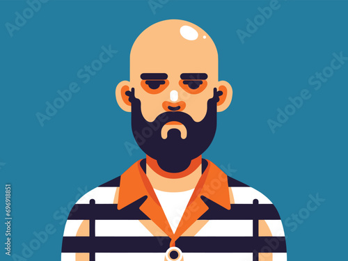 Prisoner or Criminal, illustration or Vector Art, Modern Art Style 