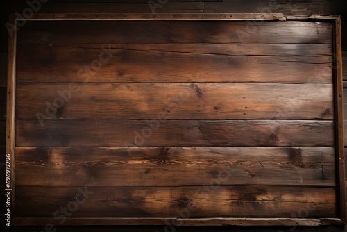 Top view of dark wooden texture background with rich, deep color and natural grain pattern