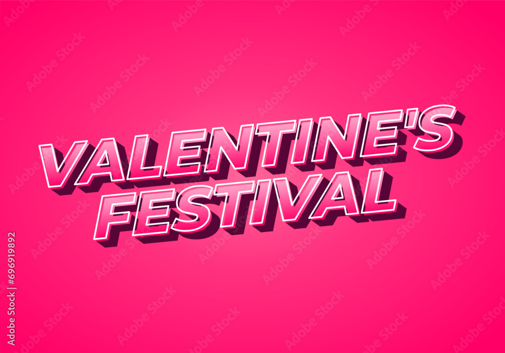 Valentine's festival. Text effect in 3D look. Gradient Pink color