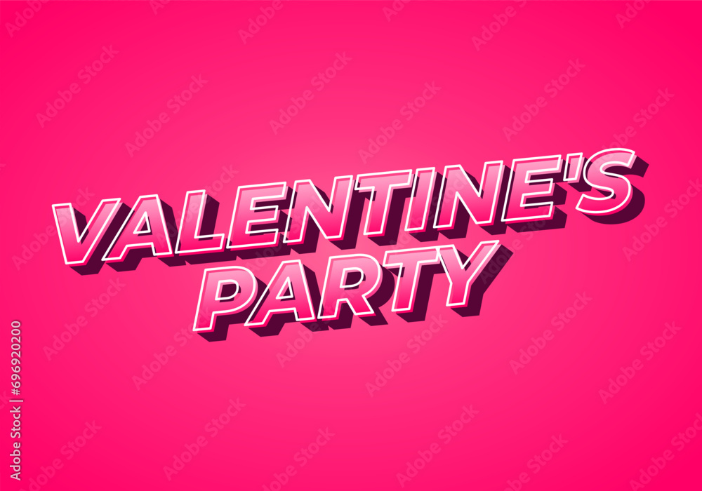 Valentine's party. Text effect in 3D look. Gradient Pink color