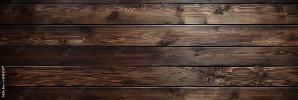 Fototapeta premium Stylish top view of dark wood background with rich and captivating texture for design projects