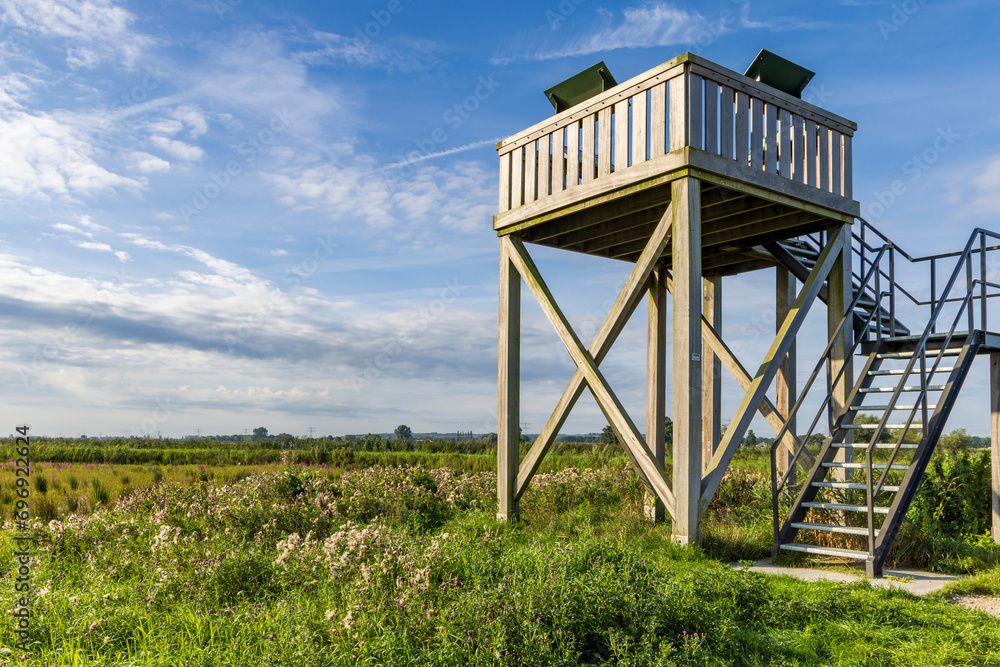 Viewing platform in Nature area Binnenveld between Wageningen en Bennekom Gelderland province in The Netherlands Viewing platform in Nature area Binnenveld between Wageningen en Bennekom Gelderland province in The Netherlands