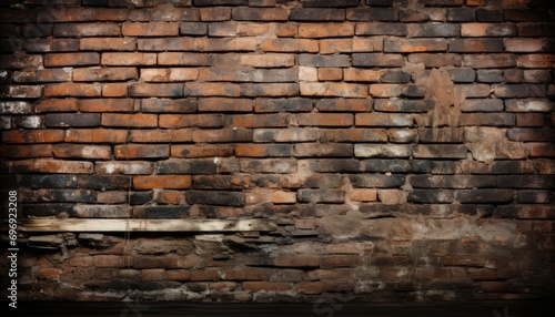 Black brick wall texture on dark background for creative design and artistic projects