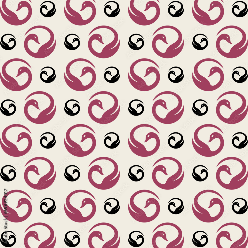 Swan circle repeating smart trendy seamless pattern colorful background
