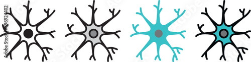 Human anatomy. neuron icon with 4 different styles.