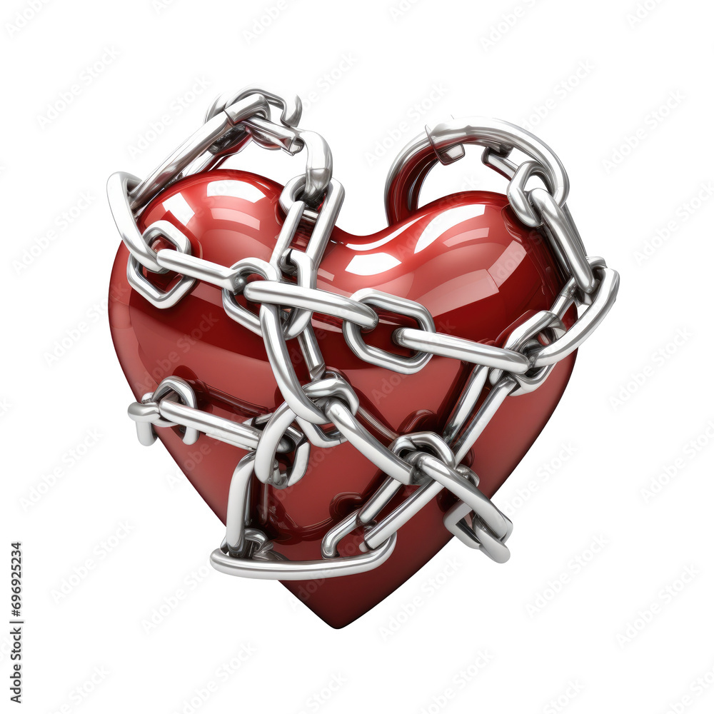 3d heart in chains isolated on transparent background 3d heart in chains isolated on transparent background