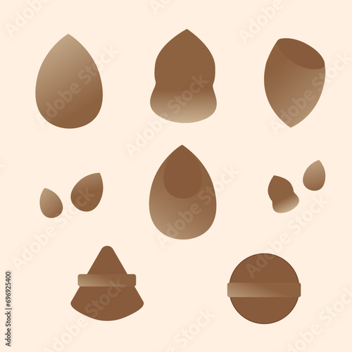 Vector set of makeup sponges, makeup sponges, makeup puffs, beauty beauty blender