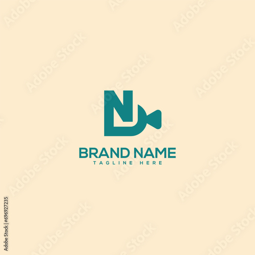 Alphabet minimal letter N and Video camera vector logo design template - vector.