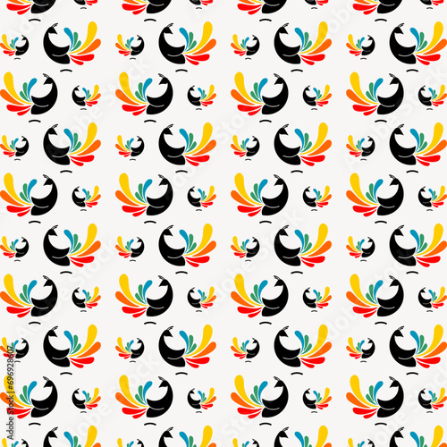 Fototapeta Naklejka Na Ścianę i Meble -  Peacock repeating cute seamless pattern vector illustration