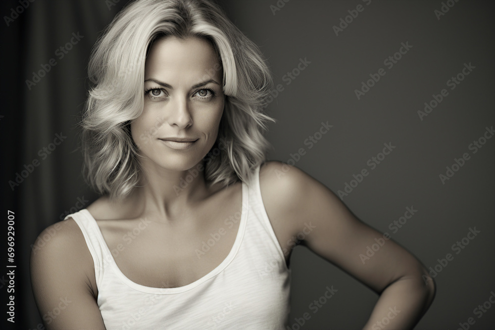 Fototapeta premium Gorgeous attractive mature lady natural beauty ageing concept made by generative ai