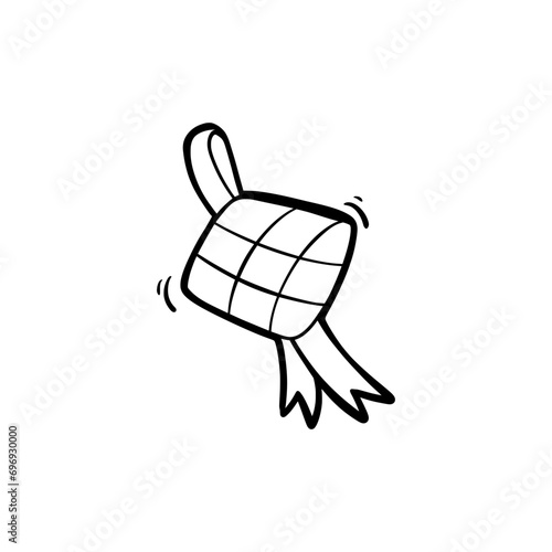 Ketupat hand drawn doodle cartoon vector illustration