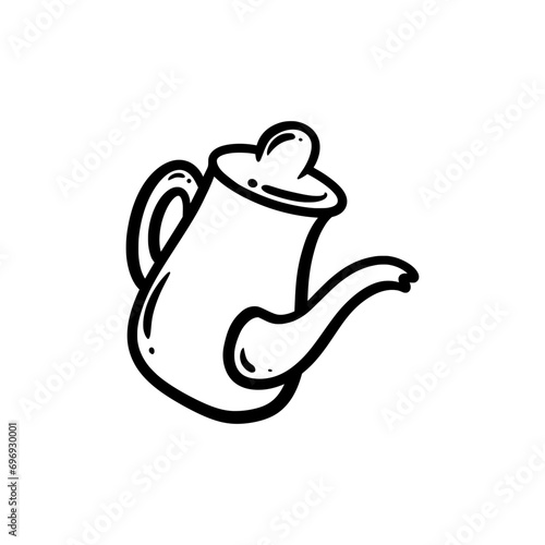 Teapot or kettle hand drawn cartoon doodle vector illustration 