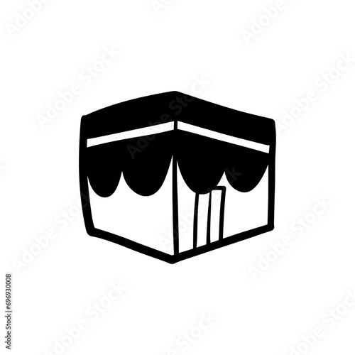 Kaaba hand drawn illustration. Ramadan doodle. islamic building vector illustration