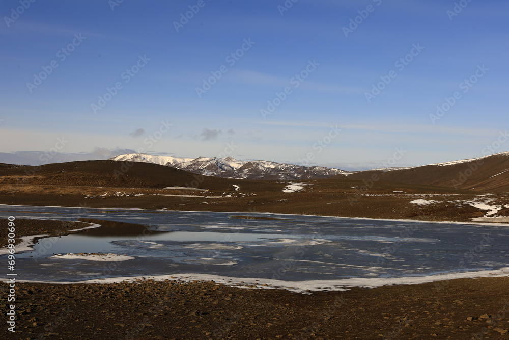 Viewpoint in the municipality Norĭurþing located in the north of the island, in the region of Norĭurland eystra. Viewpoint in the municipality Norĭurþing located in the north of the island, in the region of Norĭurland eystra.