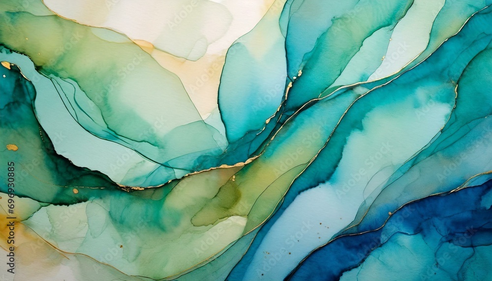 watercolor background, an abstract watercolor masterpiece in teal hues, blues, and greens, a fluid dances across background