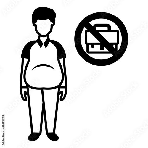 Lazy Idle Colleagues concept, Obese workers vector icon design, Unemployment symbol, Economic stagnation sign, financial crisis stock illustration