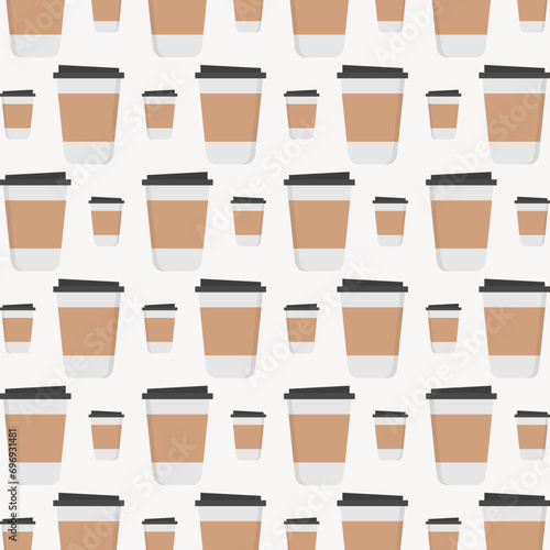 Paper coffee cup vector illustration repeating seamless pattern design