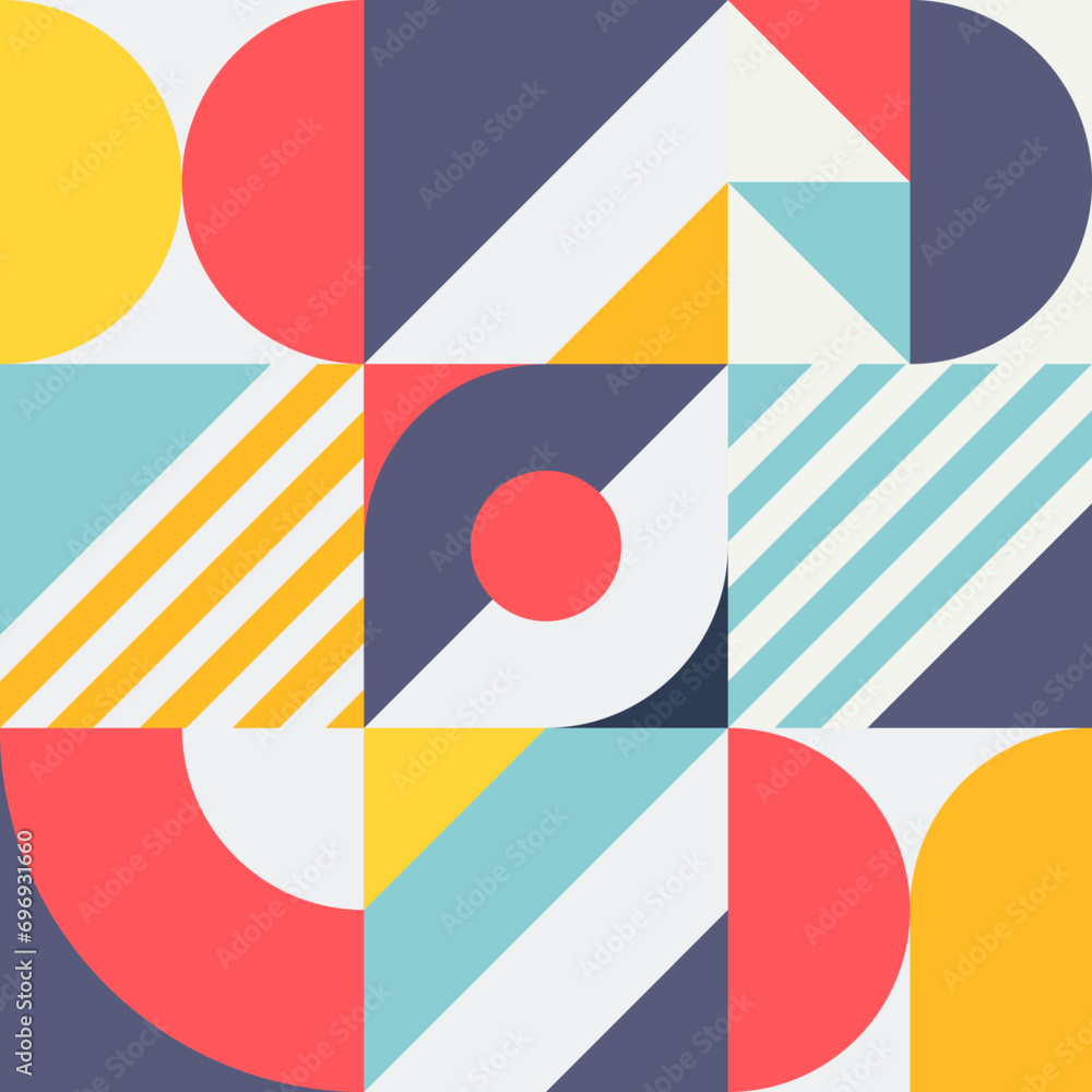 Yellow and red colorful seamless geometric retro vector illustration