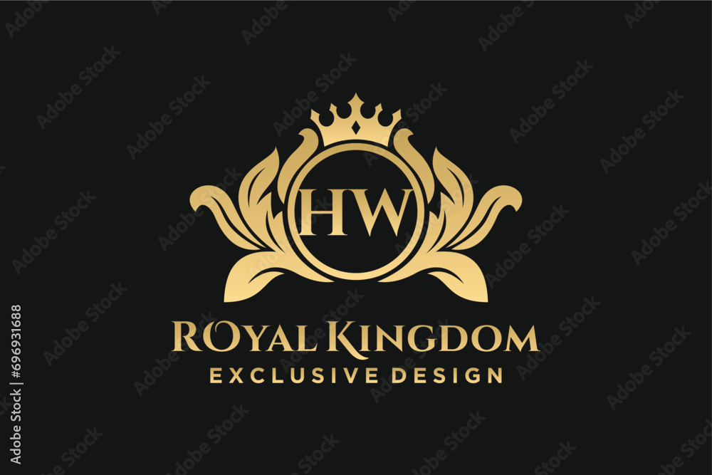 Letter HW template logo Luxury. Monogram alphabet . Beautiful royal initials letter.	